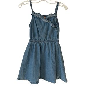 BCBG Girls Denim A Line Spaghetti Strap Ruffle Dress Size 6